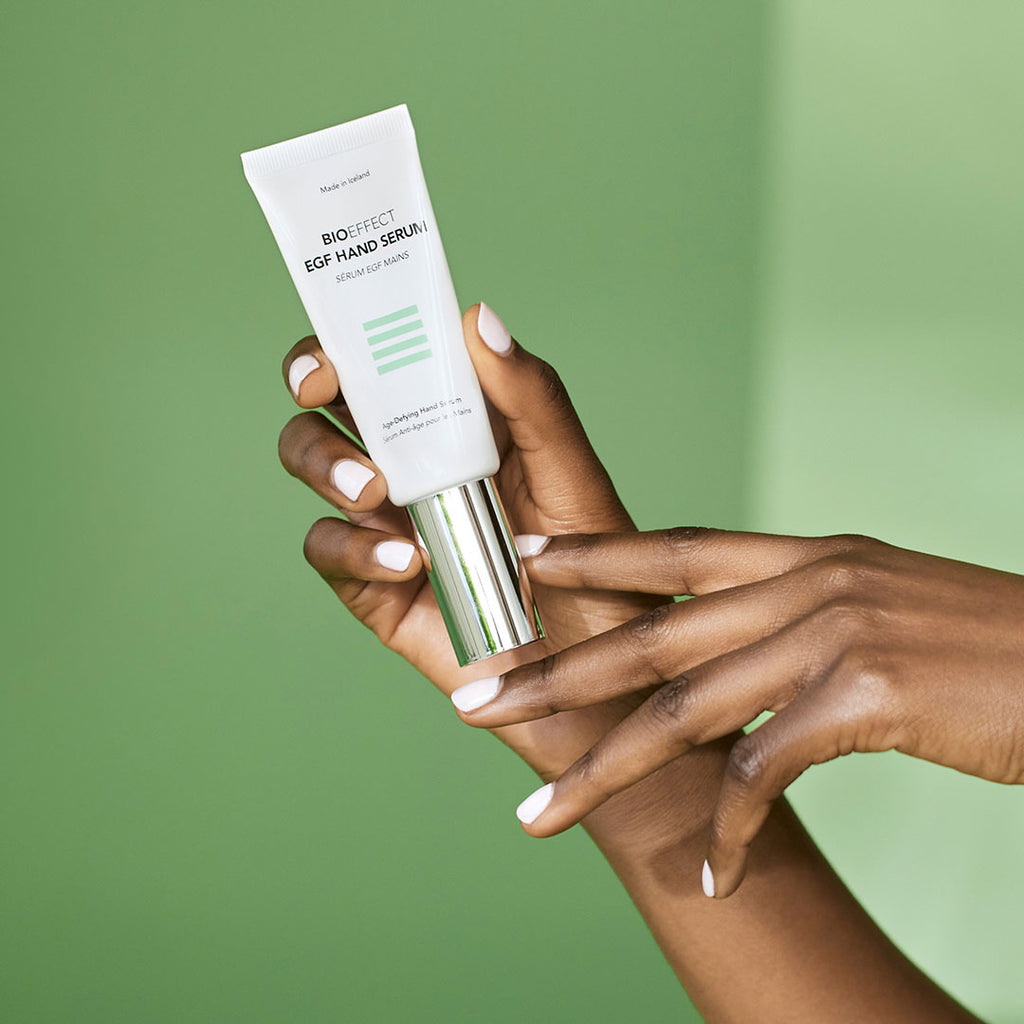 hand holding BIOEFFECT EGF Hand Serum