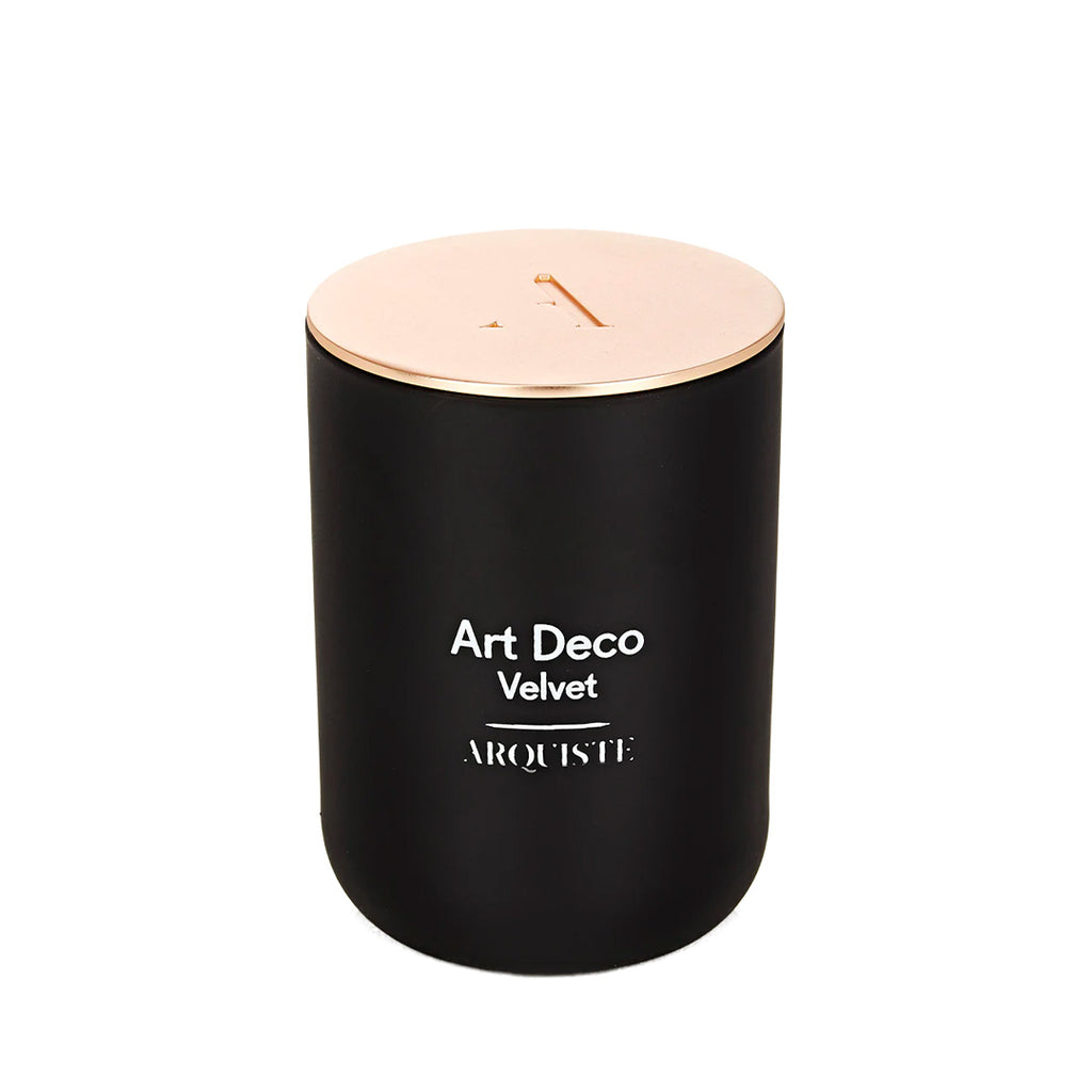 arquiste art deco velvet candle with lid