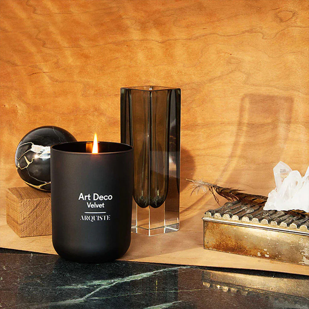 arquiste art deco velvet candle lit